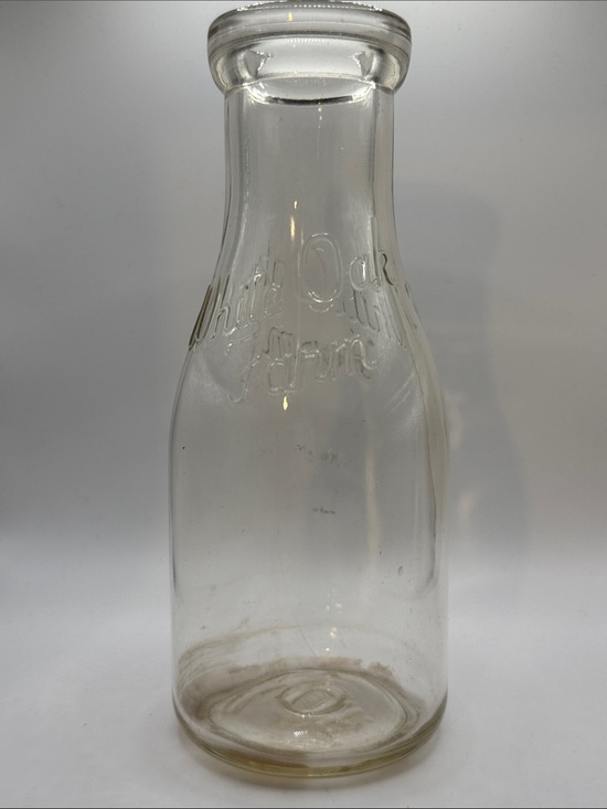 Other - Vintage Clear “White Oak Farm” Glass Milk Bottle